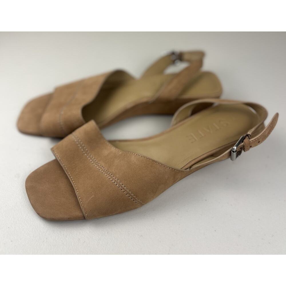 1. State Women’s 6.5 Tan Suede Block Heel Sandals Square Toe Ankle Strap